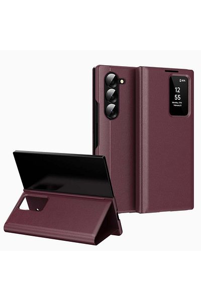 SKYDDAR INNOVATION Case for Samsung Galaxy Z Fold6, with wallet and SmartView, Premium, sticker set, Red