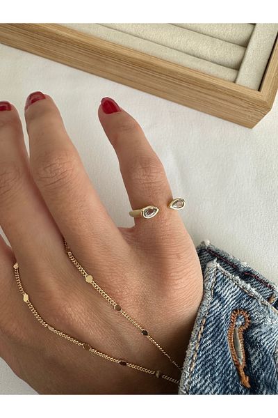ringbox Double Drop Stone Little Finger Ring