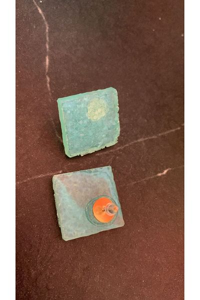 MISS GOLDEN Serrated Water Green Color Large Size Square Shape Gold Accessory Epoxy Earrings Handmade Gift