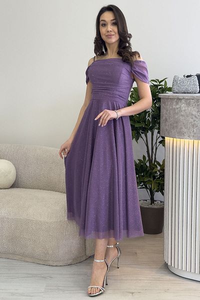 thezkscom Γυναικείο βραδινό φόρεμα με λουράκι με μήκος μίντι, λευκό, μπλε ναυτικό, λιλά
