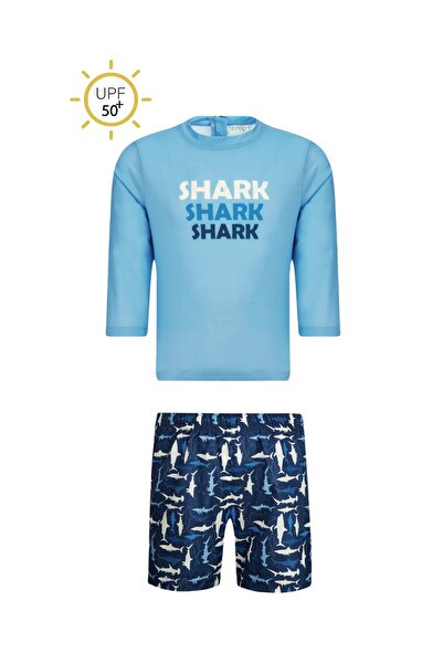 NEOPY Παιδικό μαγιό με προστασία UPF 50+ με στάμπα μπλε καρχαρίας Shark Shark...