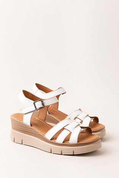 Gondol Genuine Leather Wedge Heeled Daily Sandals Mlk.5501 White