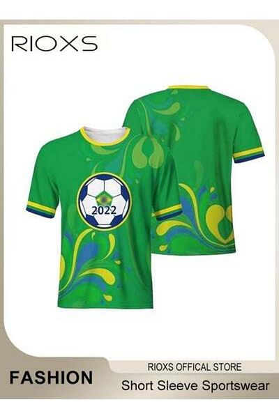 RIOXS Sportswear Souvenir Clothes T-shirts for Football Fans Short-sleeved Breathable Football Sportswear