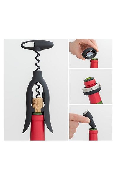InnovaGoods Wine Set with Spiral Corkscrew and Accessories, Vinstand, 5 Pieces