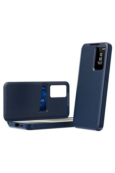 SKYDDAR INNOVATION Husă pentru Samsung Galaxy S25 Ultra, cu portofel și SmartView, Premium, set de stickere, albastră
