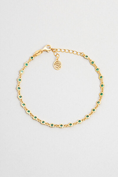 So CHIC... Lavinya 18 Ayar Sarı Altın Kaplama 19 Cm Gümüş Bileklik