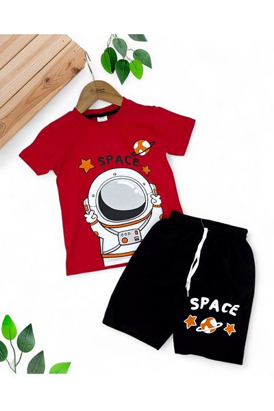 Egelite Boys Space Themed Astronaut Printed Summer T-Shirt and Shorts Set (4-8 Years) –