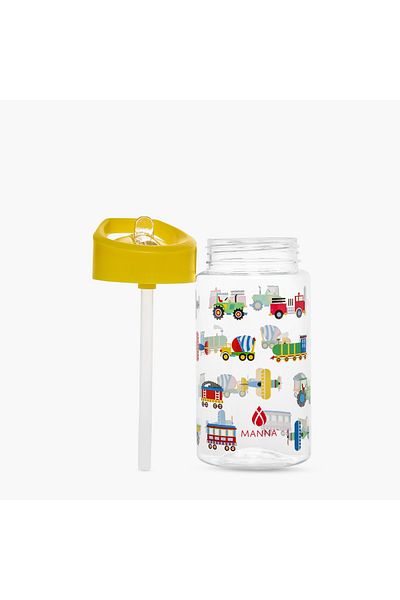manna Truck Print Sipper Water Bottle with Name Tag Hanger - 440 ml