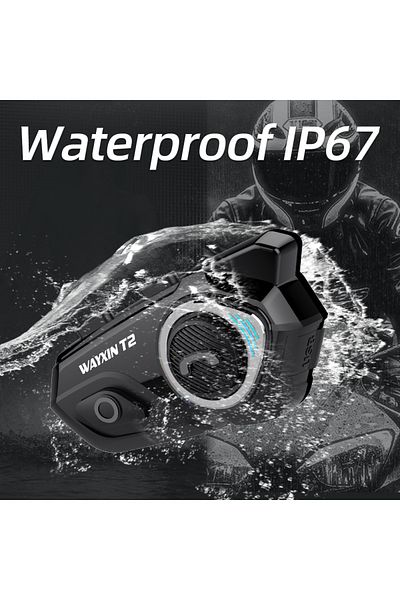 CLAUSTEEL -Wayxin T2 Intercom, BT 5.0, 2 Riders, Noise Cancel, 15h, Half Helmet, Single Pack