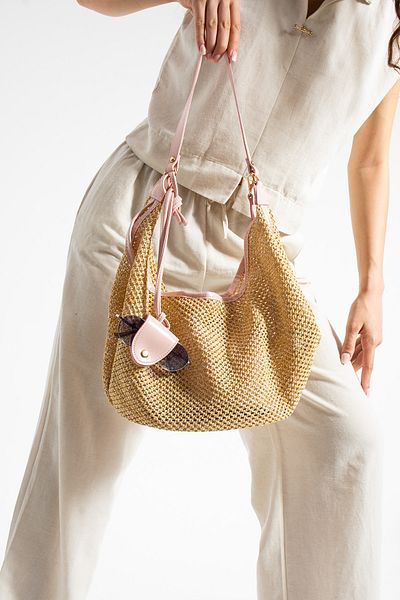 Night Melina Model Women's Hand and Shoulder Bag with Straw Glasses Apparatus
