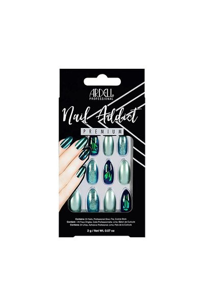Ardell Set unghii false Ardell Nail Addict green glitter chrome