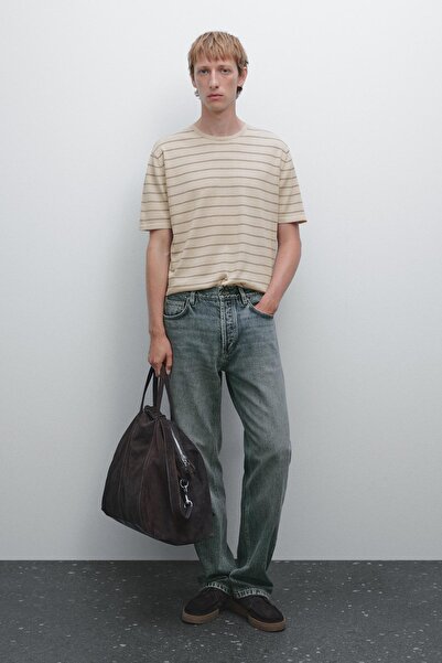 Massimo Dutti Çizgili hafif triko t-shirt