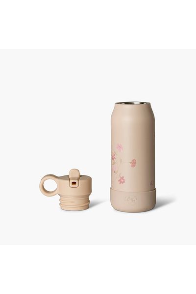 Citron Floral Print Water Bottle with Cleaning Brush and Straw - 250 ml