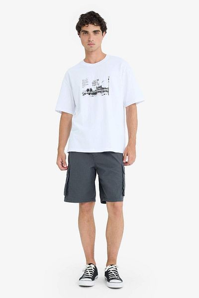 DeFacto Boxy Fit Crew Neck Printed Short Sleeve Short Sleeve T-Shirt F8556Ax25Hs