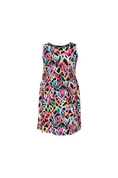 LOVETTI Girls Graffiti Hearts Pattern Sleeveless Dress