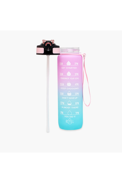 Lifestyle Printed Sipper Water Bottle with Push Button and Strap Handle - 1 L