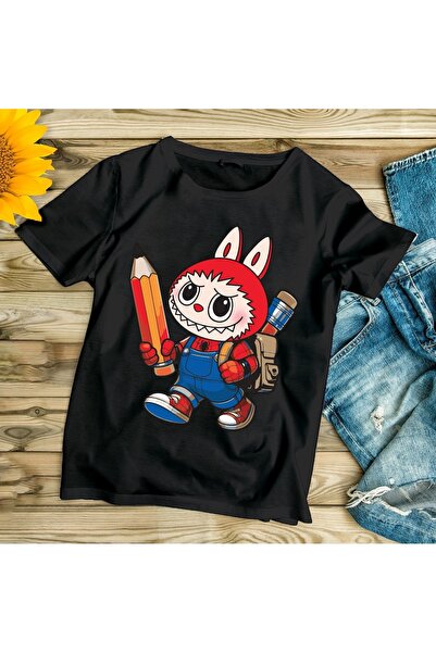 Generic Brand Labubu School Printed Printed Oversize Children's T-Shirt