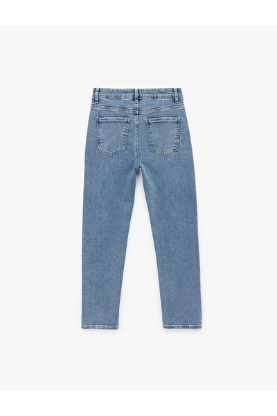 Koton Cotton Slim Fit Regular Waist Jean Trousers - Slim Straight Fit Jean