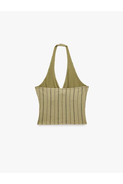 Koton Striped Sleeveless Halter Neckline Blouse
