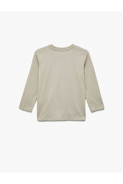 Koton Cotton Long Sleeve Crew Neck Tiger Printed T-Shirt