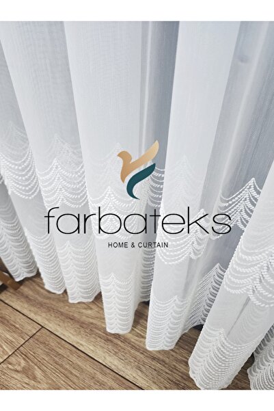 farbateks Bottom Wave Plain Simple Modern Tulle Curtain 3 Layers Pleated