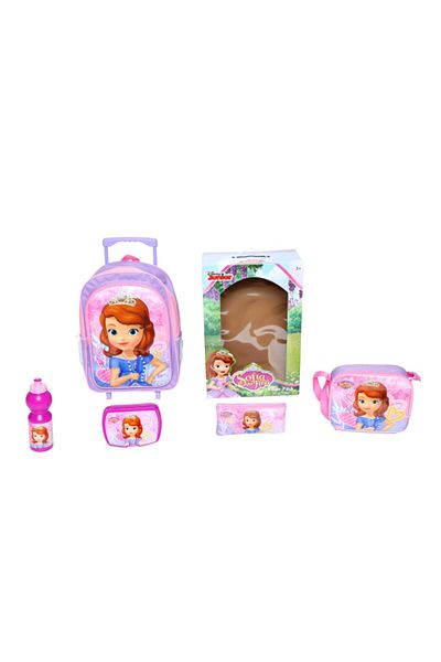 Marvel 5-Piece Sofia The First Printed Zipper Closure Telescopic Handle Trolley Backpack Set
