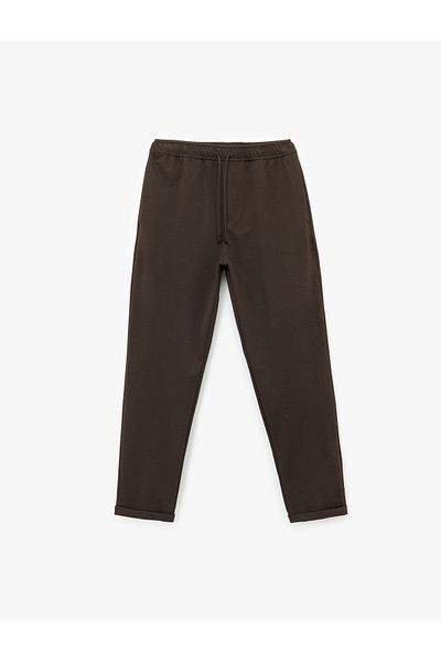 Koton Straight Fit Pike Fabric Pocket Detailed Waist Lace up Trousers