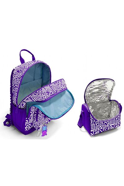 Coral High Set rucsac și nutriție pentru școala primară și gimnazială - violet alb geometric pentru fete