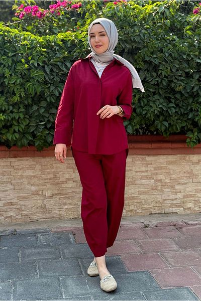 Moda Rosa 25Y7556 - Bordo - Linen Basic Set