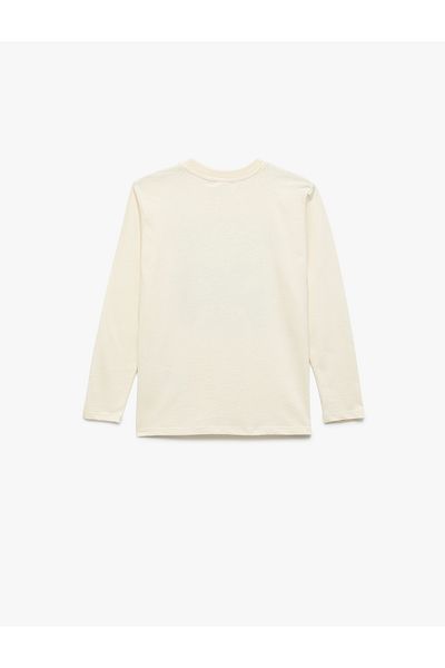 Koton Cotton Long Sleeve Crew Neck Printed T-Shirt