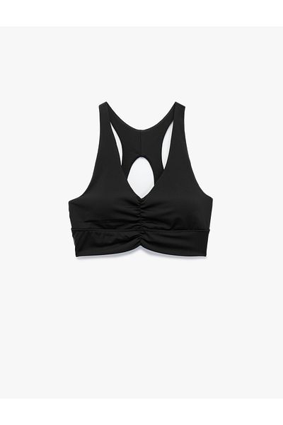Koton V Neck Sleeveless Window Detail Sports Bra