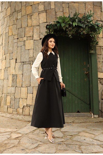Dadali Belted Vest Suit Black