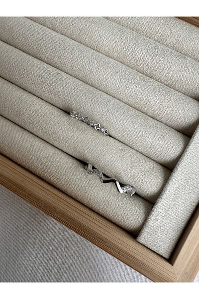 ringbox Silver Colored 2-Piece Clover Minimal Series Ring