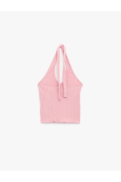 Koton Wrap Fabric Slim Fit Back Low-Cut Halter Neck Top