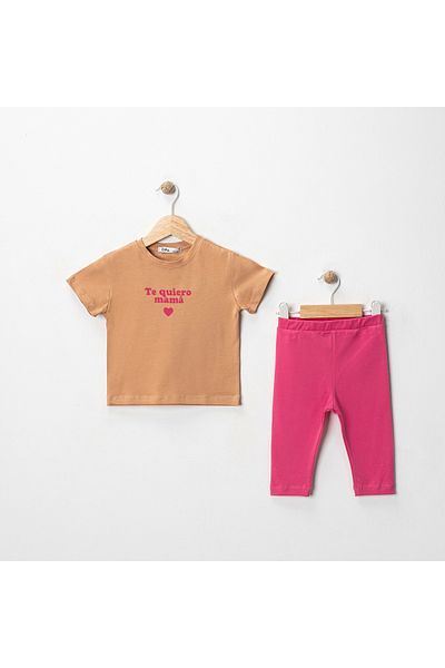 MK Mukko Kids Girls' Printed Basic Seasonal/Summer Leggings T-Shirt Bottom Top Set