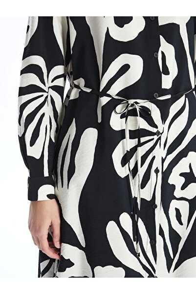 LC Waikiki قميص نسائي كلاسيكي منقوش باللون الأسود من LCWAIKIKI