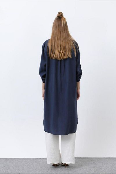 Moda Rosa 25Y7034 - Dark Blue - Long Pocket Shirt