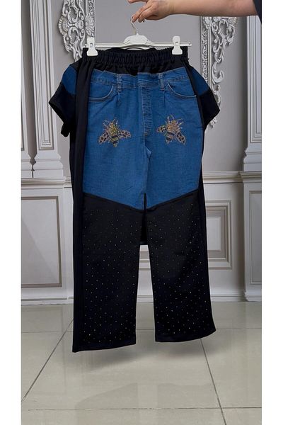 Kokostrendi Crowned Jeans Crystal Stone Suit - Black