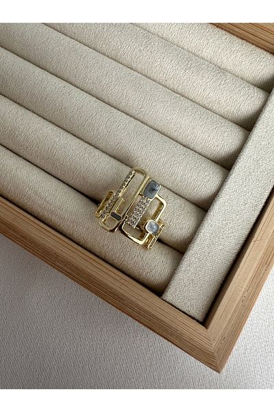 ringbox Gray Enamel Asymmetry Ring