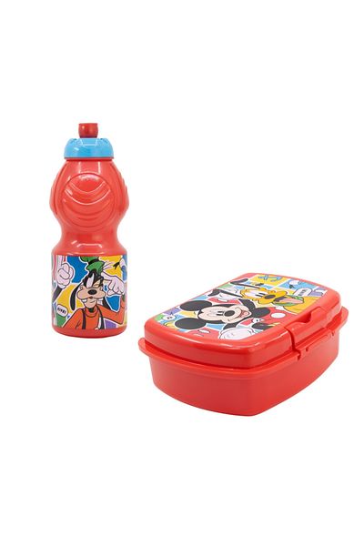 Mickey Mouse Set of 400 ml water bottle and sandwich box, multicolor, plastic, BPA-free, Better, Mickey Mouse
