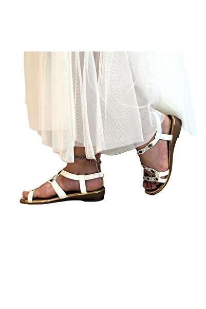 Pepita B160 White Stone Elastic Stylish Non-Slip Sandals