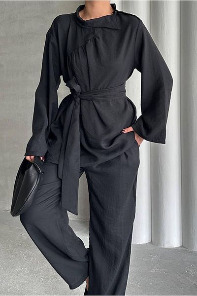 Moda Rosa 25Y7512 - Black - Shoulder Button Detail Suit