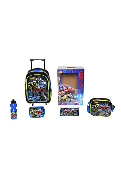 Marvel 5-Piece Transformers Printed Zipper Closure Telescopic Handle Trolley ...
