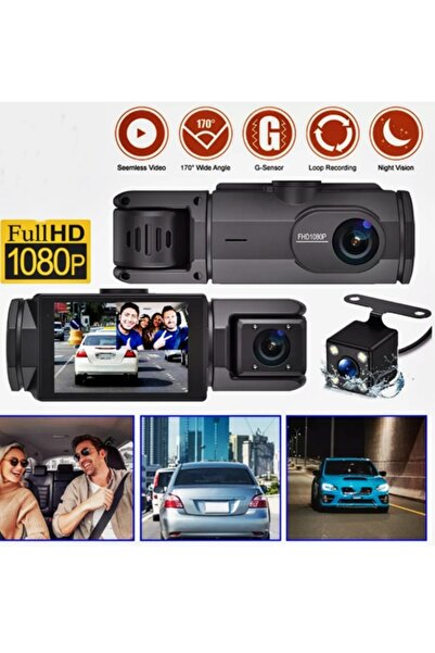 gaman Xc-422 Siyah 1080p Araç Içi 3 Kameralı Lcd Ekranlı Gece Görüşlü , G-sen...