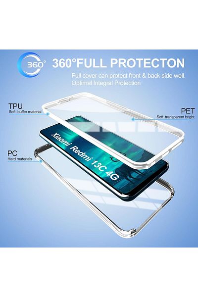 ALC MOBILE 360 case compatible with Xiaomi Redmi 13C - V2 Transparent front and back