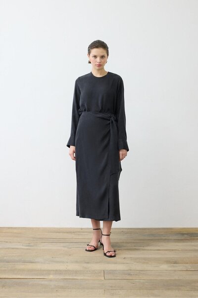 TERZİ DÜKKANI Prime Stoned Silk Double-Breasted Skirt Suit Black