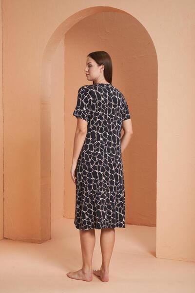 PJS Γυναικείο φόρεμα με κοντό μανίκι με κουμπιά βισκόζης