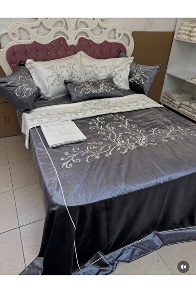 Home Kadife yatak örtüsü ve nevresim set 10 parça