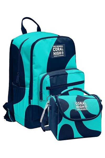 Coral High Set rucsac și nutriție pentru școala primară și gimnazială - bleumarin turcoaz pentru băieți