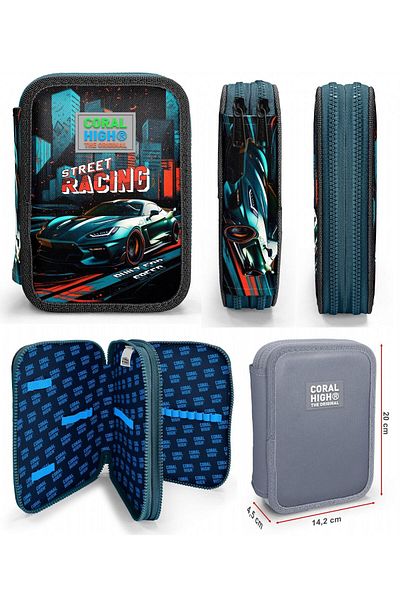 Coral High Green Race Car Set ghiozdan și organizator pentru băieți și copii 23765 11151